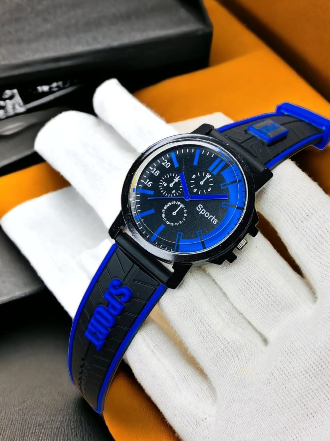 Stylish Sports Analog Rubber Blue Strap Watch for Men & Boys | ALL BAZAR