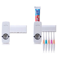 Automatic Toothpaste Dispenser with 5 Brush Holder – Wall Mounted Hands-Free Toothpaste Holder | ALL BAZAR