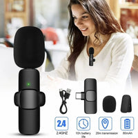 Wireless K8 Vlogging Microphone – Type C, iOS Lightning & 3.5mm Jack with Accessories | ALL BAZAR