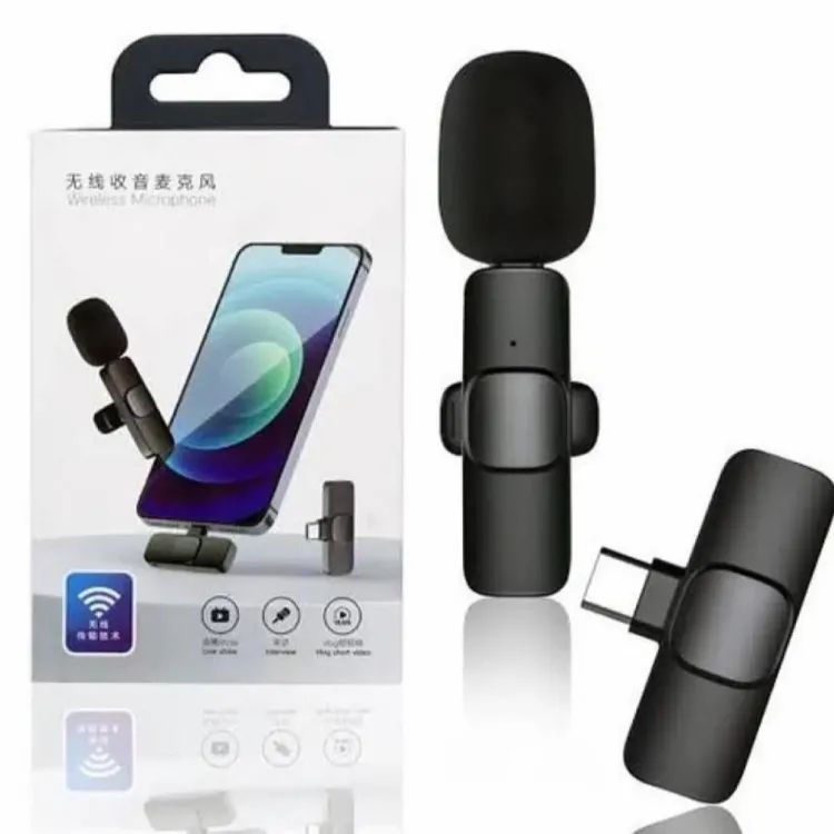 Wireless K8 Vlogging Microphone – Type C, iOS Lightning & 3.5mm Jack with Accessories | ALL BAZAR